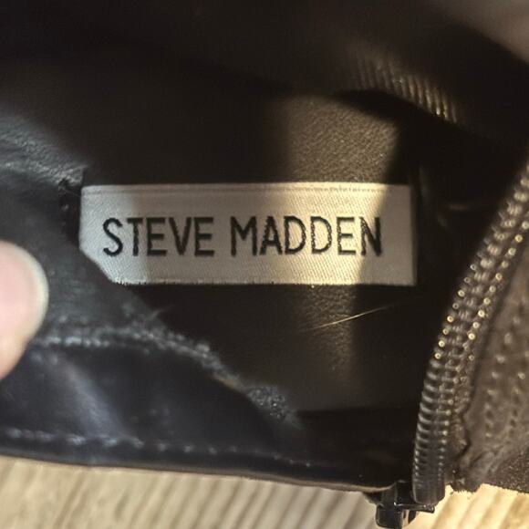 Steve Madden Black Suede Tall Heeled Boots - size 8M - Picture 4 of 5